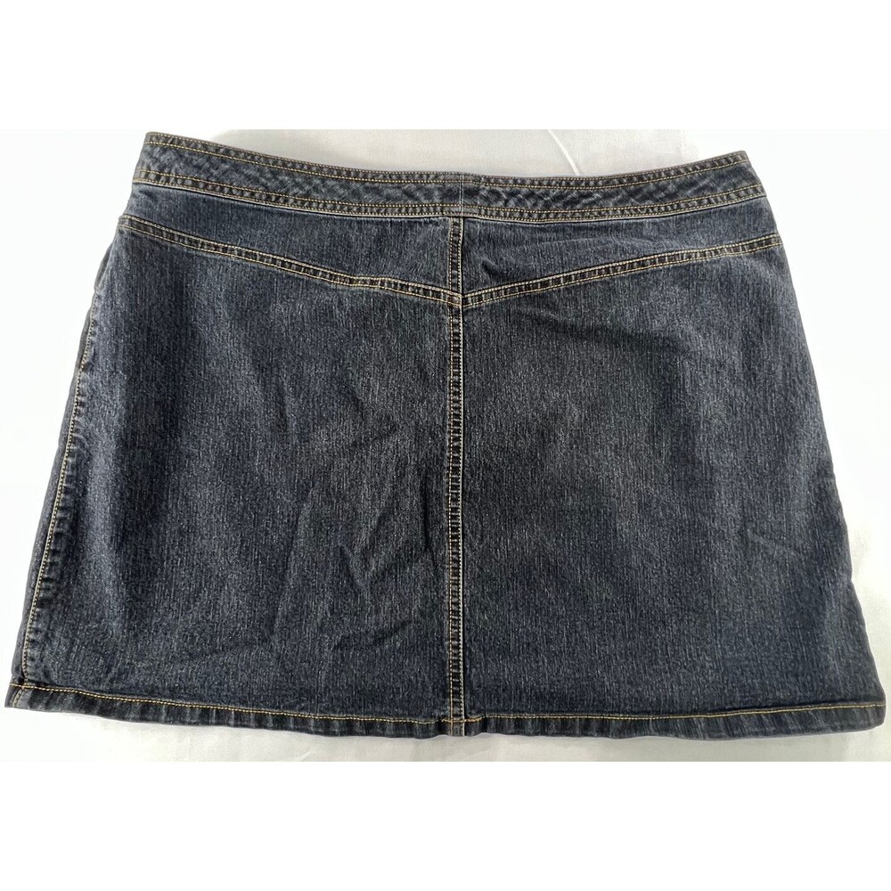 Bisou Bisou Womens Flat Front Dark Blue Denim 15" Skirt Size 16 - Picture 5 of 8